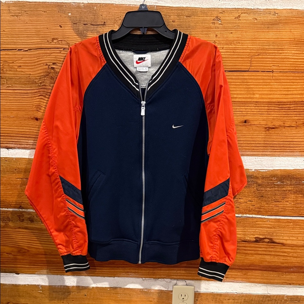 Nike Vintage Navy and Vibrant Orange Bomber Jacket